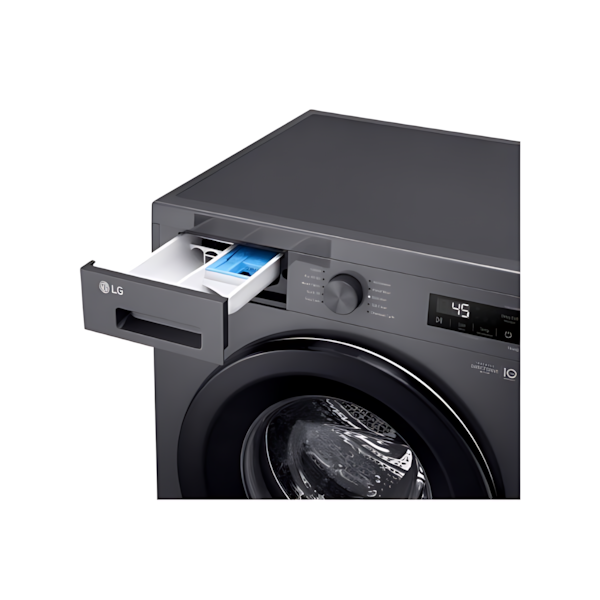 غسالة 8kg LG إنفيرتر A+++، محرك مباشر وغسيل تيربو، تحكم عن بعد – فضي
