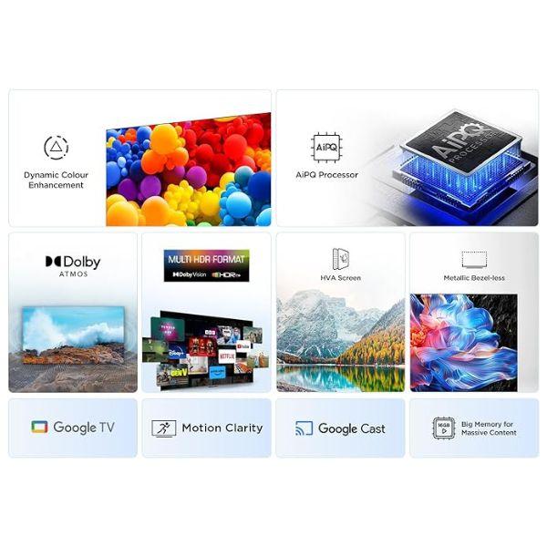 شاشة TCL ذكية 4K Ultra HD 2025 مع ريسيفر داخلي – متوفرة بمقاسات 50، 55، 65، 75 بوصة