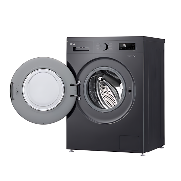 غسالة 8kg LG إنفيرتر A+++، محرك مباشر وغسيل تيربو، تحكم عن بعد – فضي