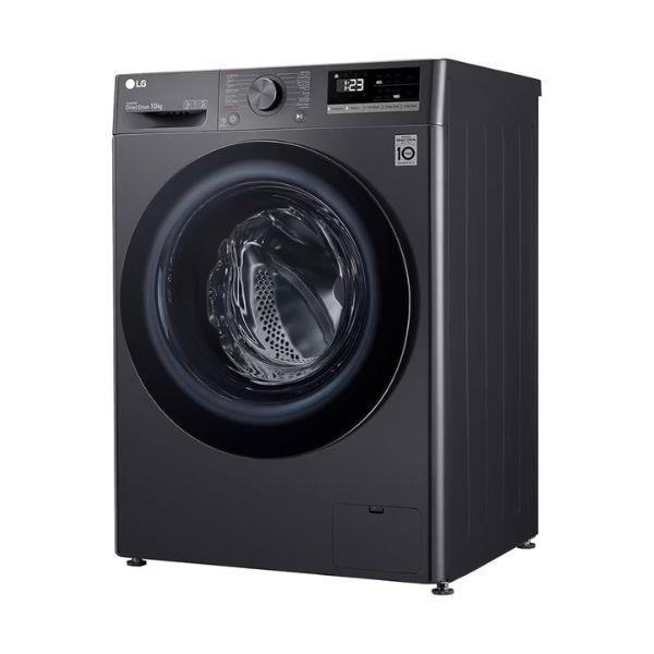 غسالة 10kg LG فضي انفيرتر A+++، 1400 دورة، بخار Steam، غسيل تيربو ThinQ سمارت – باب فيميه
