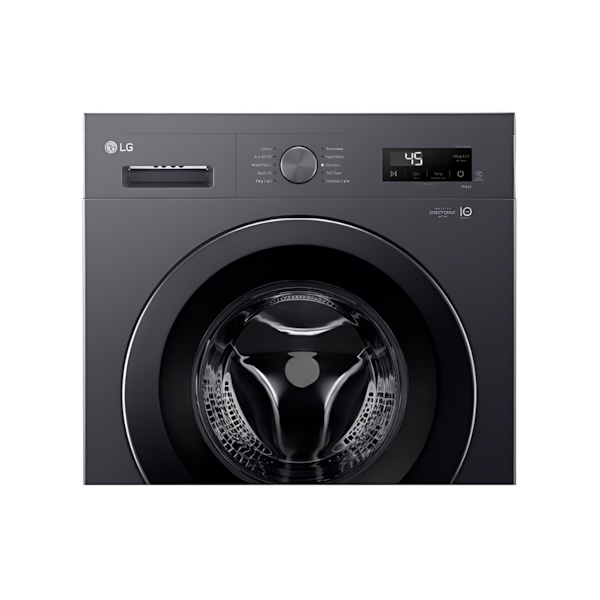 غسالة 8kg LG إنفيرتر A+++، محرك مباشر وغسيل تيربو، تحكم عن بعد – فضي