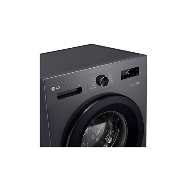 غسالة 7kg LG إنفيرتر A+++، 1200 دورة، غسيل سريع، تحكم باللمس – فضي