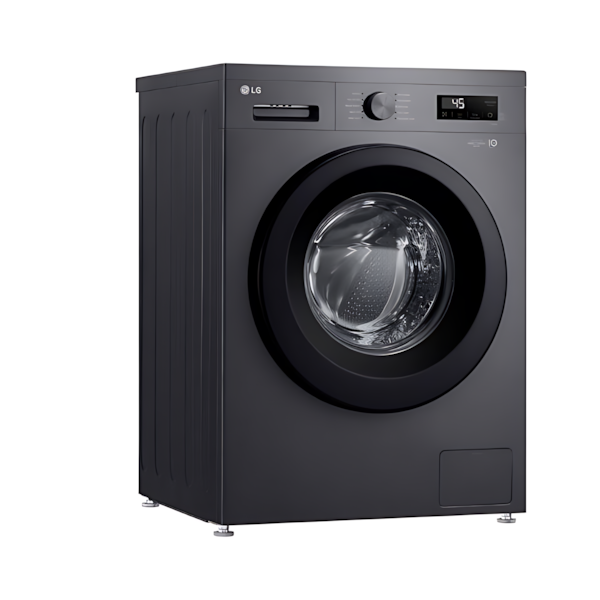 غسالة 8kg LG إنفيرتر A+++، محرك مباشر وغسيل تيربو، تحكم عن بعد – فضي