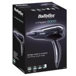 سيشوار ومجفف شعر من BaByliss بقوة 2000 واط مع محرك DC - تصميم خفيف ومدمج مع سرعتين لسهولة الاستخدام وتجفيف أسرع - لون أسود - D212SDE