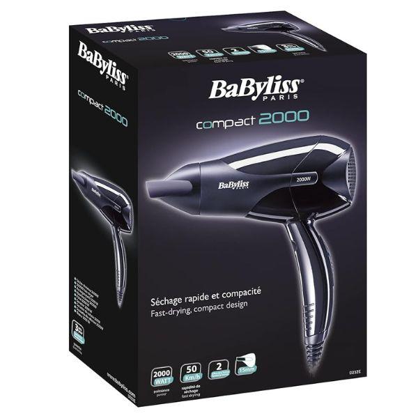 سيشوار ومجفف شعر من BaByliss بقوة 2000 واط مع محرك DC - تصميم خفيف ومدمج مع سرعتين لسهولة الاستخدام وتجفيف أسرع - لون أسود - D212SDE