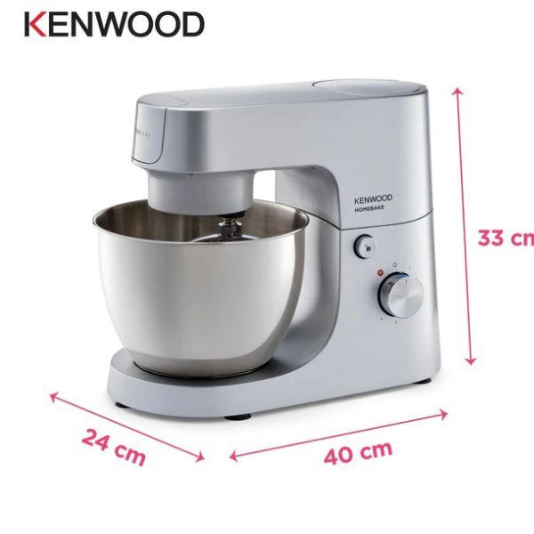 عجانة من KENWOOD سلسلة HomeBake - وعاء معدني سعة 5 لتر + وعاء خلط زجاجي 1.5 لتر - استطاعة 1400 واط – 6 سرعات تحكم - KHH01.120SI