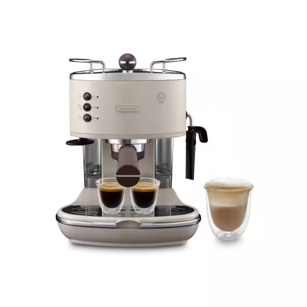 ماكينة قهوة Delonghi إسبريسو وكابوتشينو - 15 بار - بيج - ميزة التوقف الأوتوماتيكي - 1300W