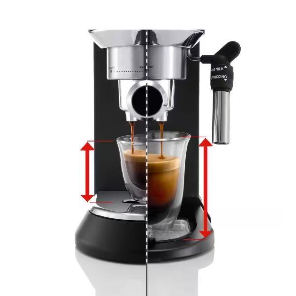 ماكينة قهوة Delonghi إسبريسو وكابوتشينو - 15 بار - أسود - ميزة التوقف الأوتوماتيكي - 1300W