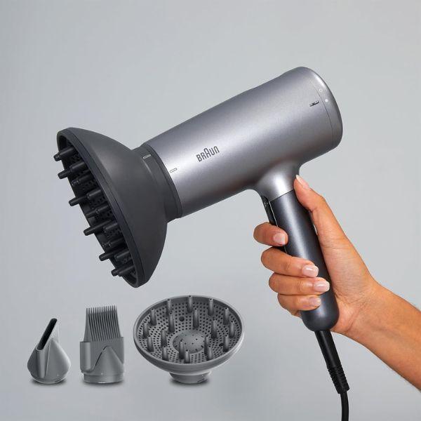 سيشوار ومصفف الشعر من Braun - مزود ب 3 ملحقات - 3 مستويات حرارة مع هواء بارد - استطاعة 2200 واط - BRHD435SDE