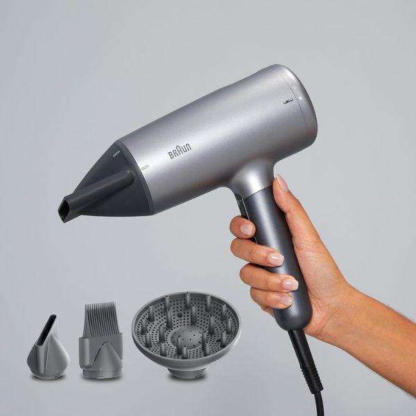 سيشوار ومصفف الشعر من Braun - مزود ب 3 ملحقات - 3 مستويات حرارة مع هواء بارد - استطاعة 2200 واط - BRHD435SDE