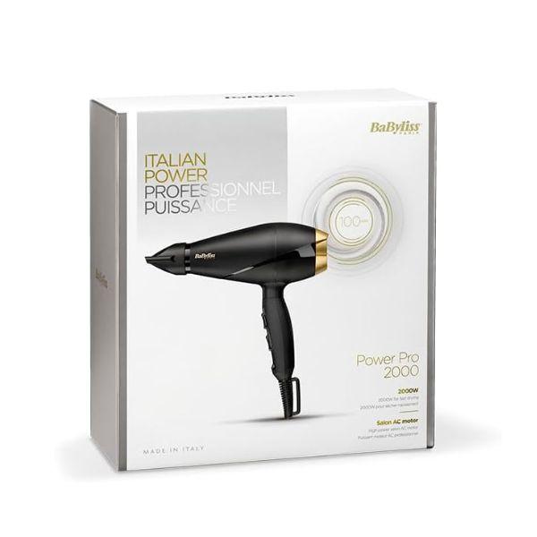 سيشوار ومجفف شعر من BaByliss بقوة 2000 واط مع محرك AC - تدفق هواء عالي - سرعتين - ثلاث مستويات حرارة - 6704SDE