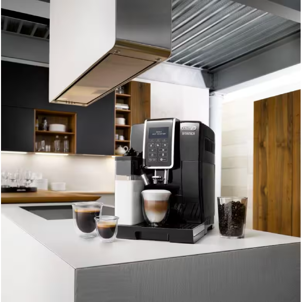 ماكينة قهوة Delonghi أوتوماتيكية - مع مطحنة بن - إسبريسو، كابوتشينو، لاتيه، ماكياتو، حليب ساخن - شاشة لمس - 15 بار - 1450W