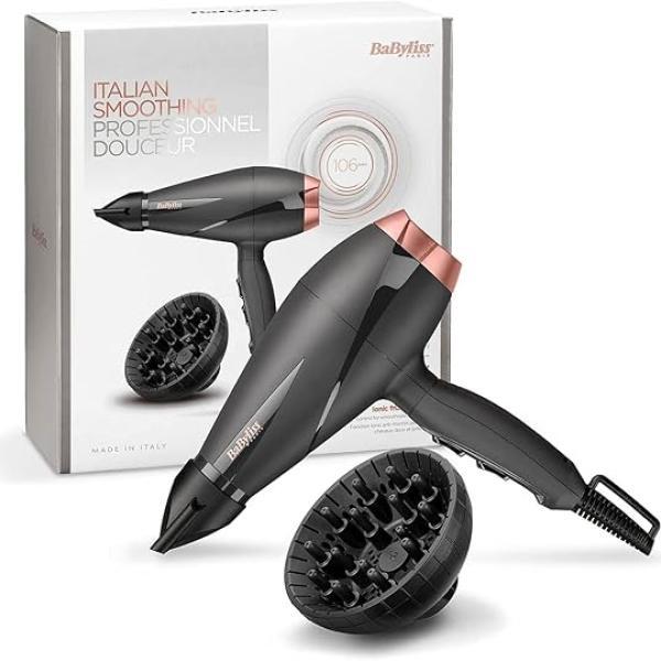 سيشوار ومجفف شعر من BaByliss بقوة 2100 واط مع محرك AC وملحقات للتجفيف والتجعيد - 6709DSDE