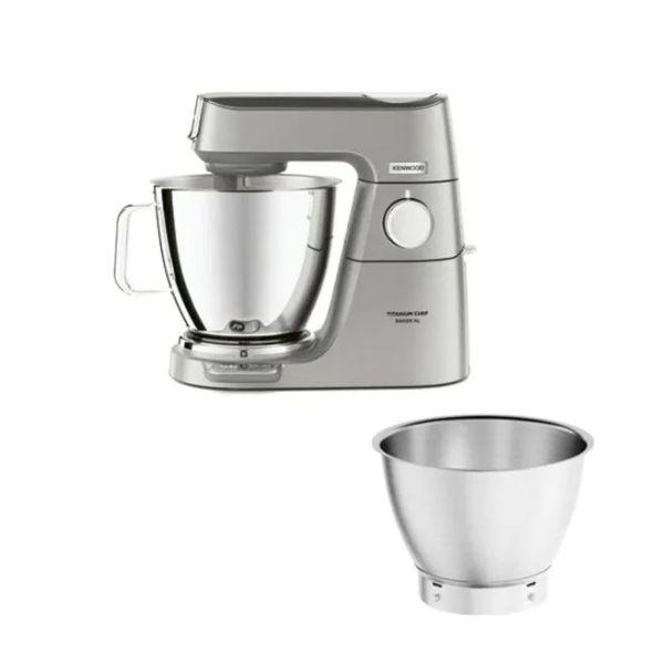 عجانة من KENWOOD - مصنوعة من Titanium - حجم XL - وعاء مزدوج 7 لتر + 5 لتر - استطاعة 1200 واط – مزودة بميزان إلكتروني وخلاط زجاجي وفرامة لحمة- KVL85.344SI