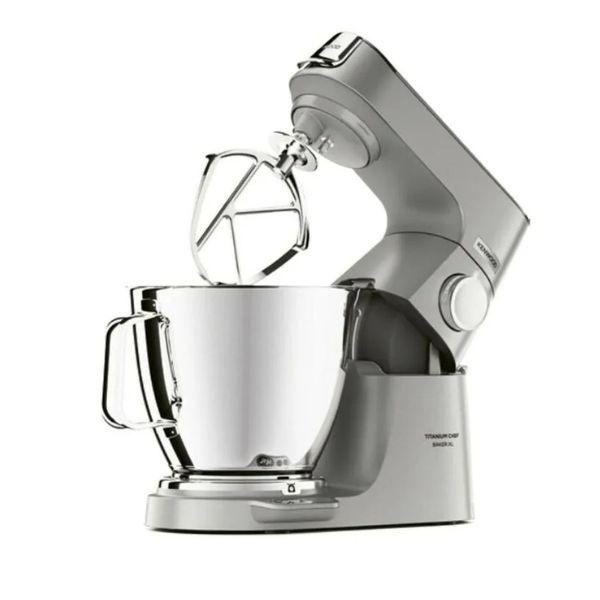 عجانة من KENWOOD - مصنوعة من Titanium - حجم XL - وعاء مزدوج 7 لتر + 5 لتر - استطاعة 1200 واط – مزودة بميزان إلكتروني وخلاط زجاجي وفرامة لحمة- KVL85.344SI
