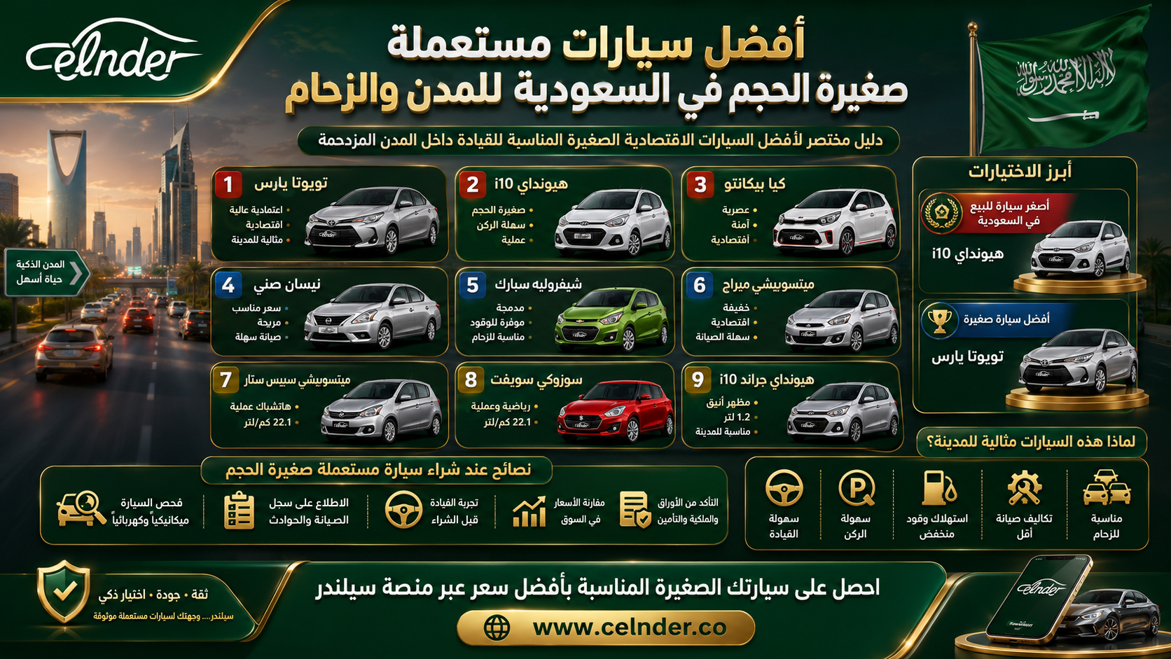 أفضل سيارات مستعملة صغيرة الحجم في السعودية للمدن والزحام