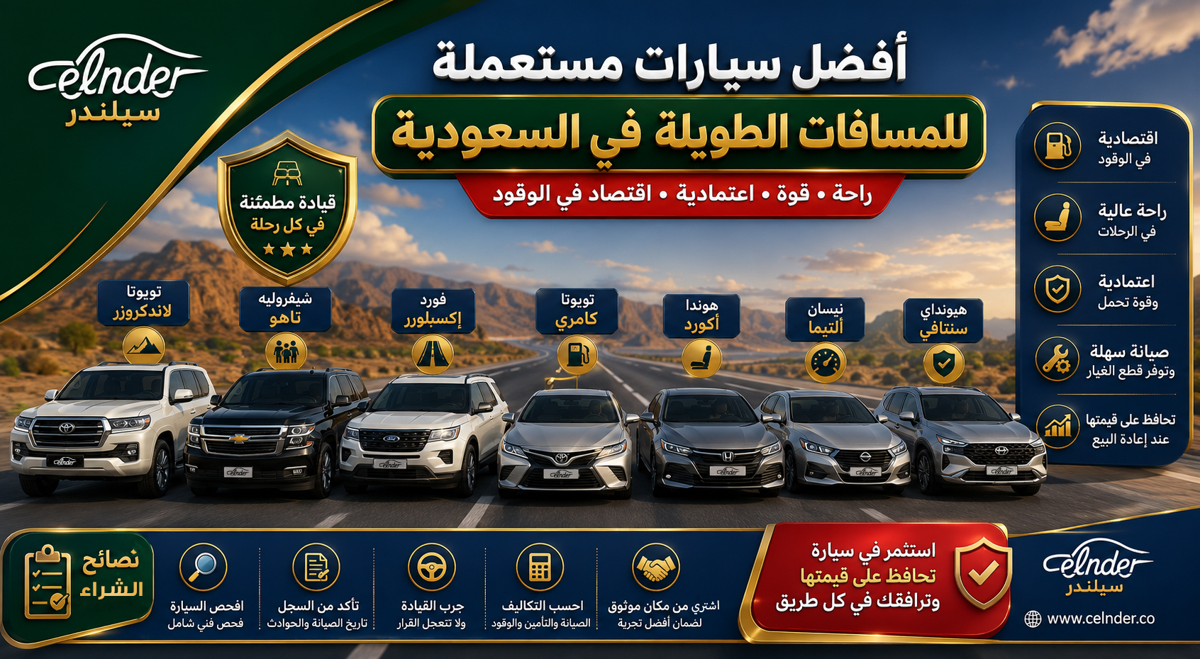 أفضل سيارات مستعملة للمسافات الطويلة في السعودية