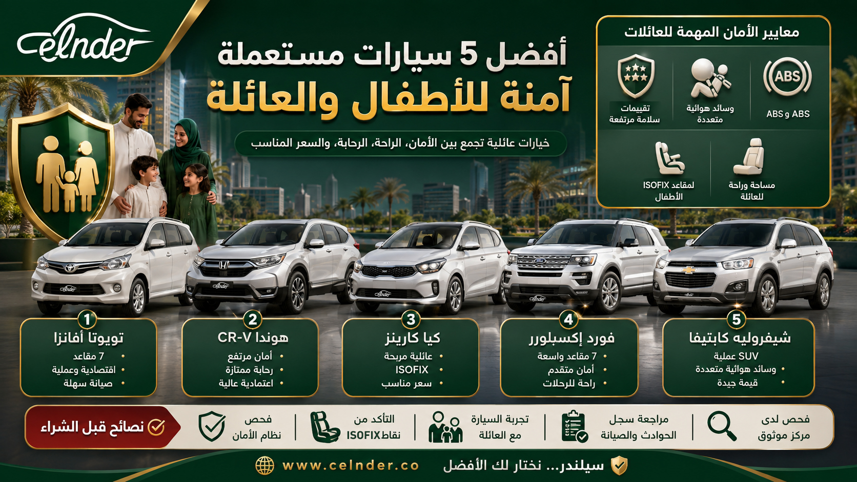 أفضل 5 سيارات مستعملة آمنة للأطفال والعائلة