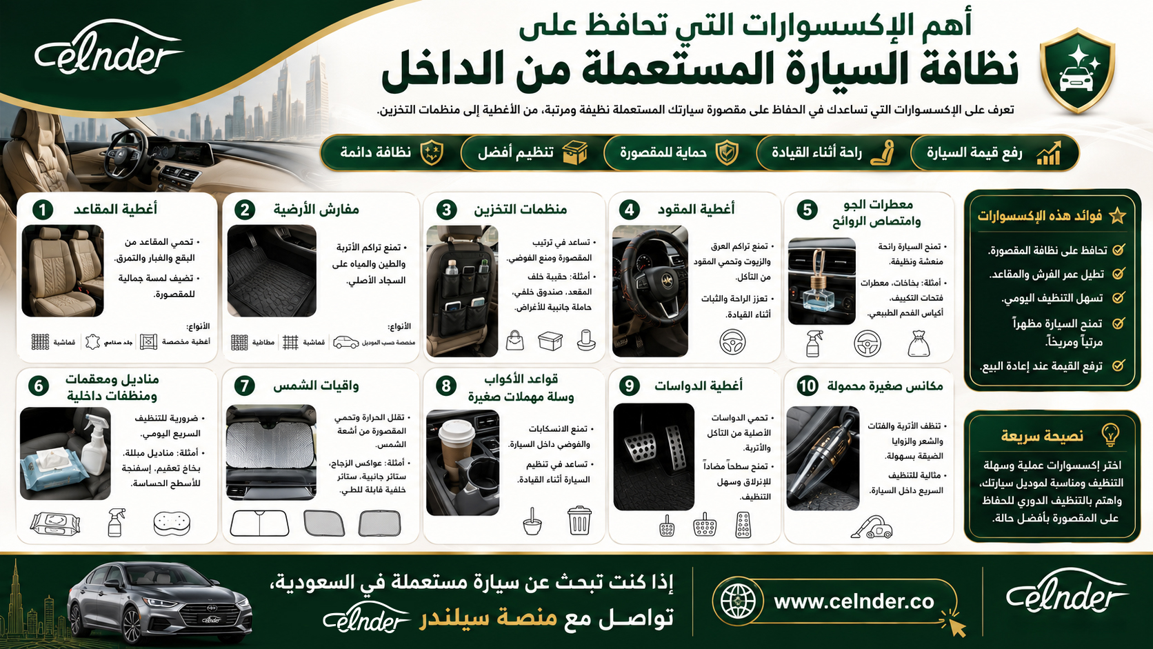 أهم الإكسسوارات التي تحافظ على نظافة السيارة المستعملة من الداخل