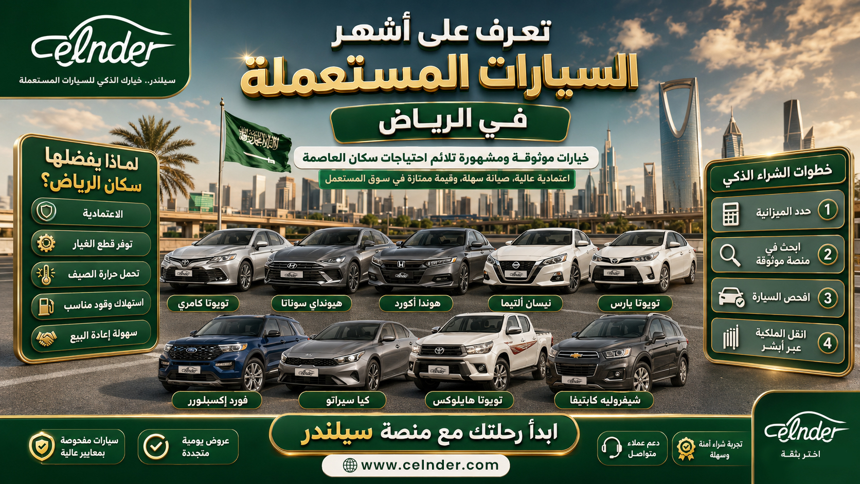 تعرف على أشهر السيارات المستعملة في الرياض