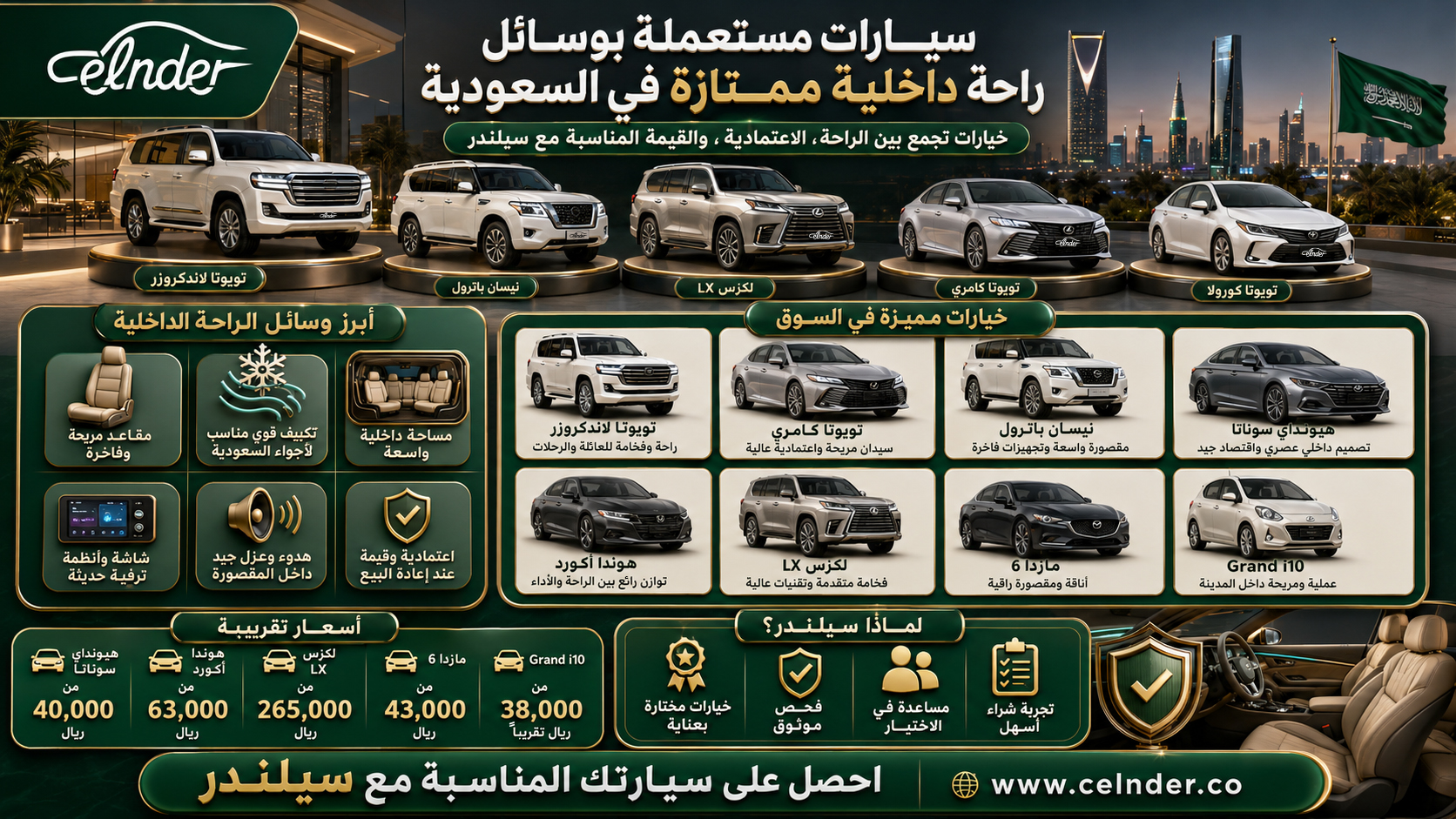 سيارات مستعملة بوسائل راحة داخلية ممتازة في السعودية