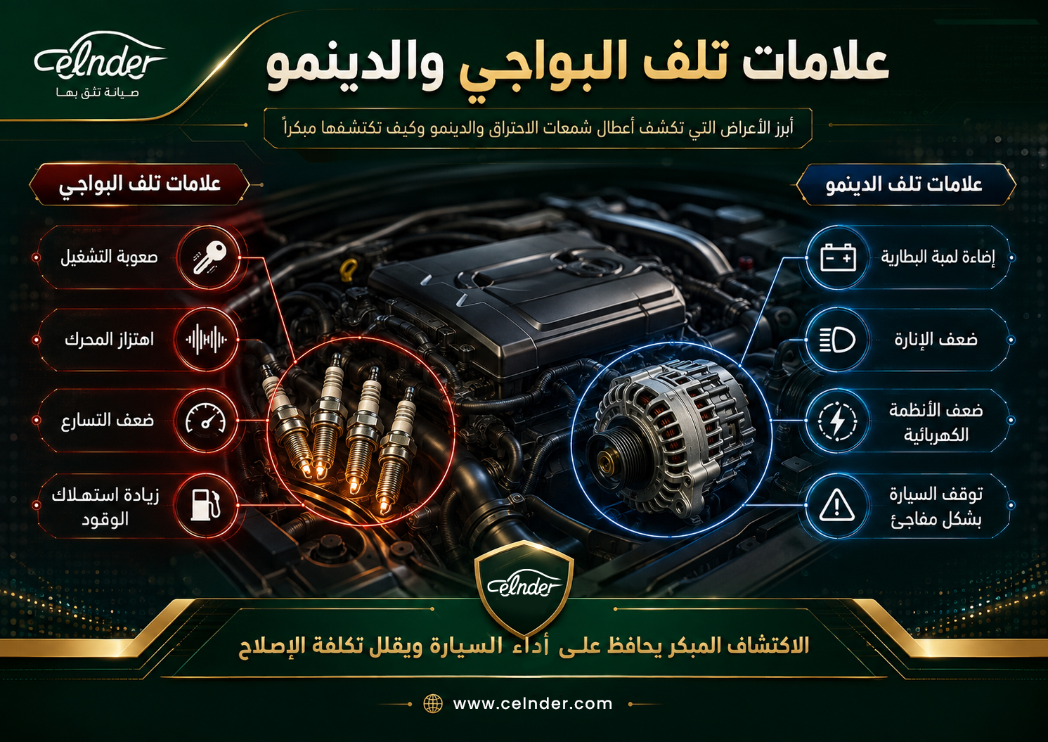 علامات تلف البواجي والدينمو