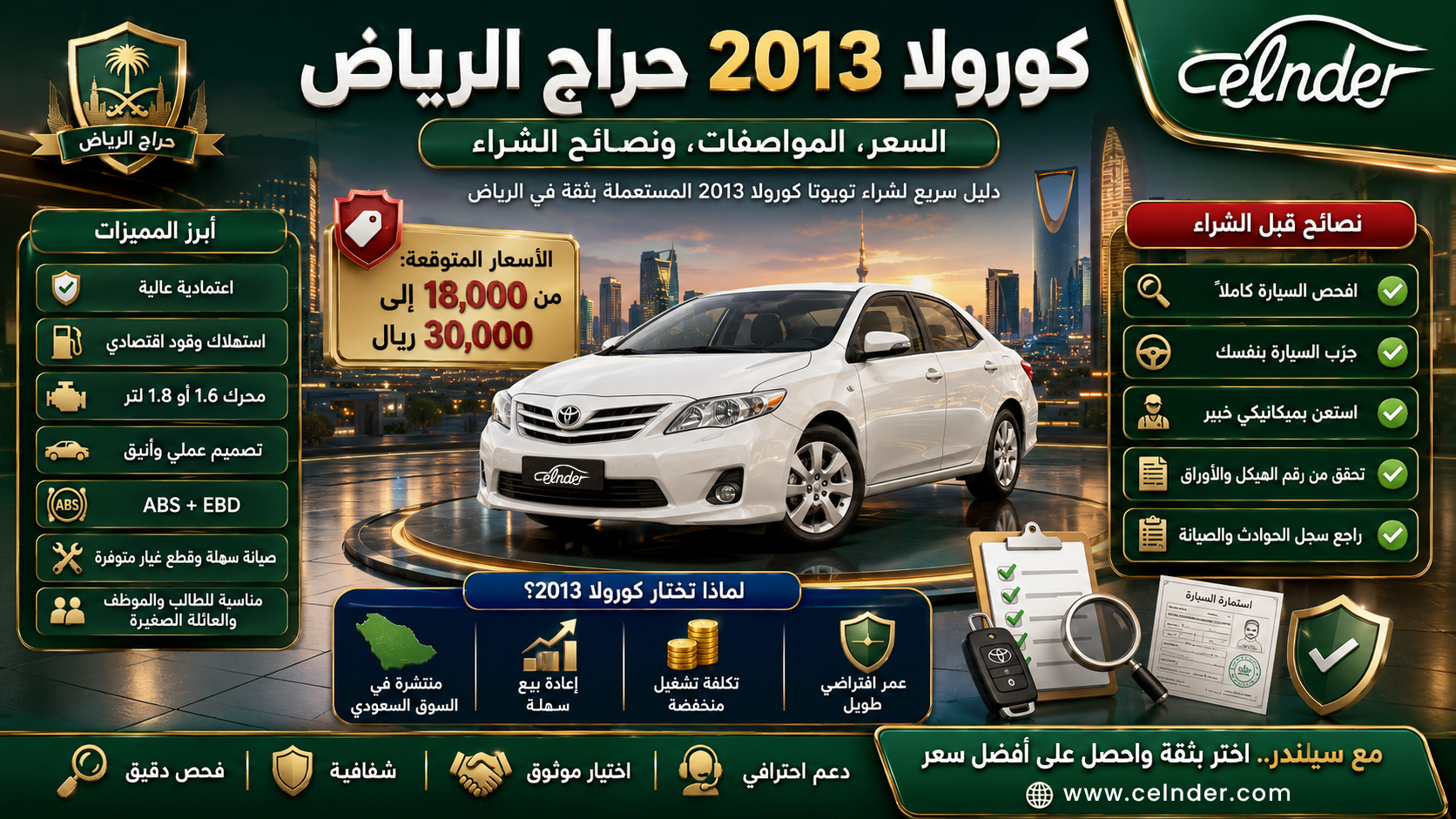 كورولا 2013 حراج الرياض: السعر، المواصفات، ونصائح الشراء