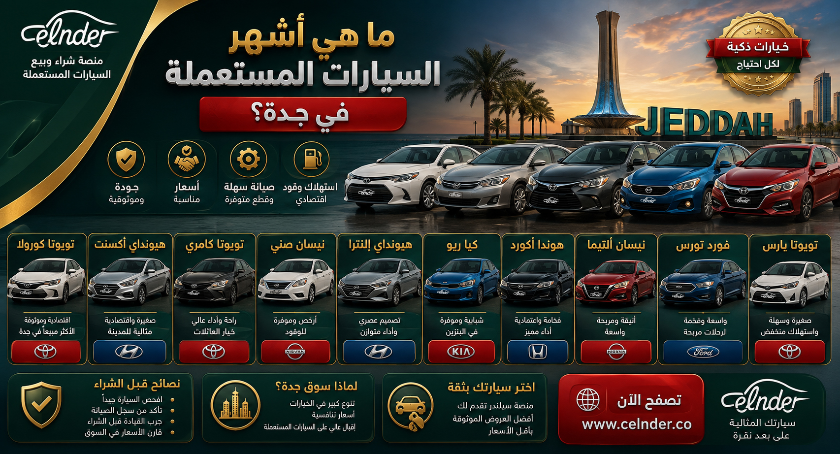 ما هي أشهر السيارات المستعملة في جدة؟
