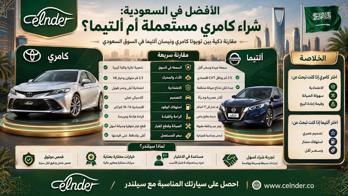 الأفضل في السعودية: شراء كامري مستعملة أم ألتيما؟