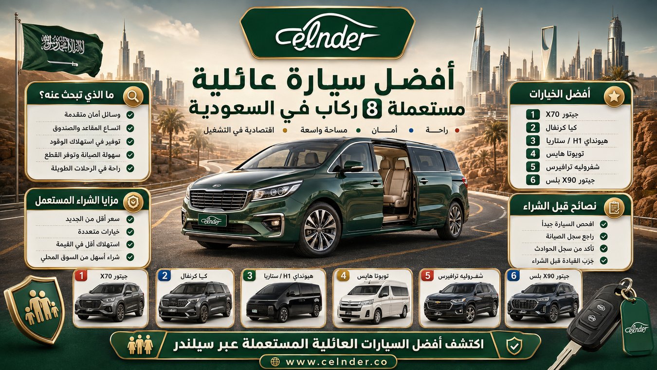 أفضل سيارة عائلية مستعملة 8 ركاب في السعودية