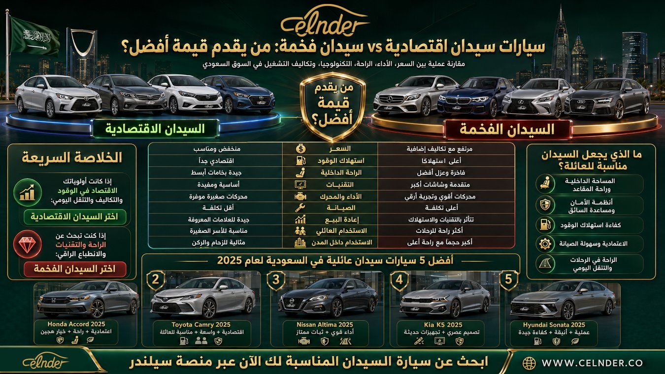 سيارات سيدان اقتصادية vs سيدان فخمة: من يقدم قيمة أفضل؟