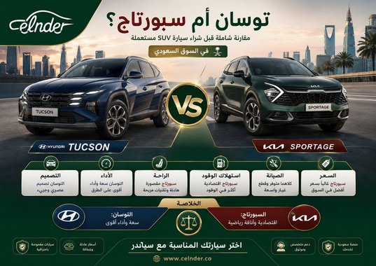 توسان أم سبورتاج؟ مقارنة شاملة قبل شراء سيارة SUV مستعملة