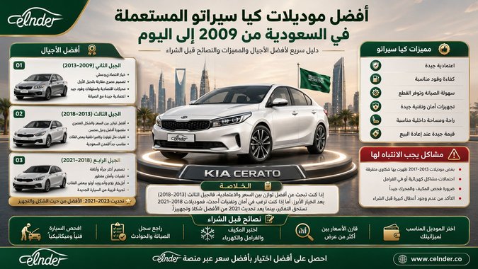 أفضل موديلات كيا سيراتو المستعملة في السعودية من 2009 إلى اليوم