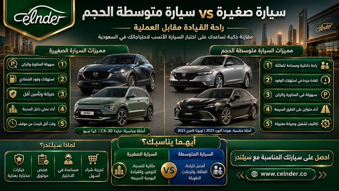 سيارة صغيرة vs سيارة متوسطة الحجم: راحة القيادة مقابل العملية