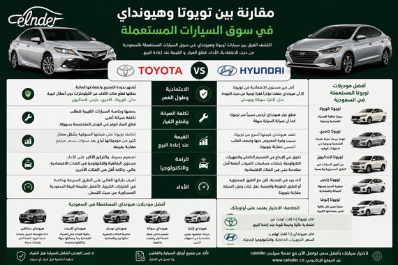 مقارنة بين تويوتا وهيونداي في سوق السيارات المستعملة