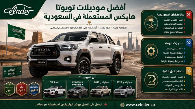 أفضل موديلات تويوتا هايلكس المستعملة في السعودية