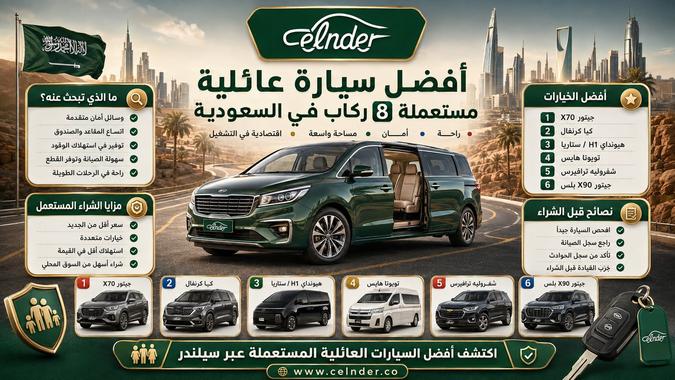 أفضل سيارة عائلية مستعملة 8 ركاب في السعودية