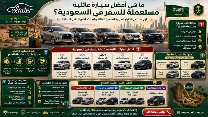 ما هي أفضل سيارة عائلية مستعملة للسفر في السعودية؟