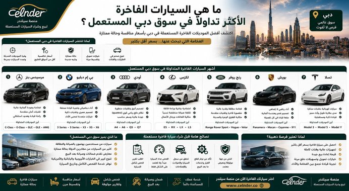 ما هي السيارات الفاخرة الأكثر تداولًا في سوق دبي المستعمل؟