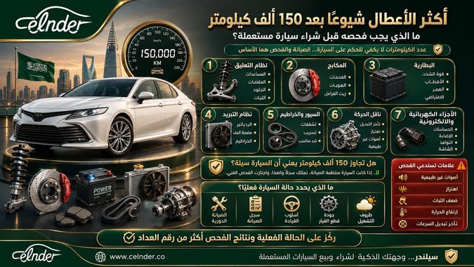 أكثر الأعطال شيوعًا بعد 150 ألف كيلومتر