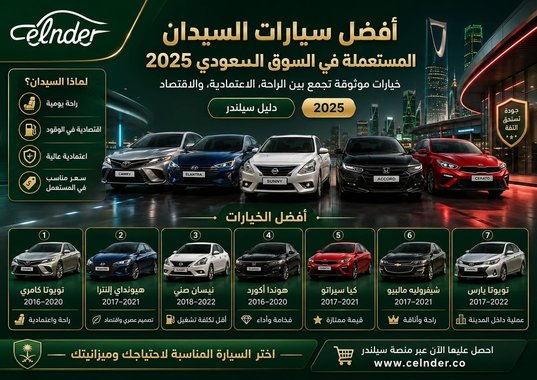 أفضل سيارات السيدان المستعملة في السوق السعودي 2025