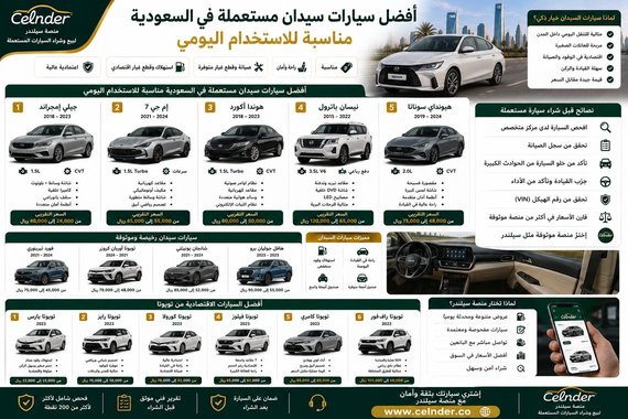 أفضل سيارات سيدان مستعملة في السعودية مناسبة للاستخدام اليومي