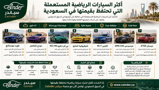 أكثر السيارات الرياضية المستعملة التي تحتفظ بقيمتها في السعودية