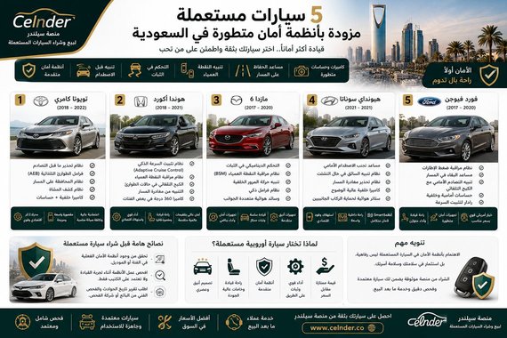 5 سيارات مستعملة مزودة بأنظمة أمان متطورة في السعودية