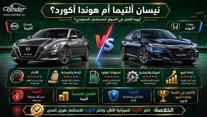 نيسان ألتيما أم هوندا أكورد.. أيهما أفضل في السوق المستعمل السعودي؟