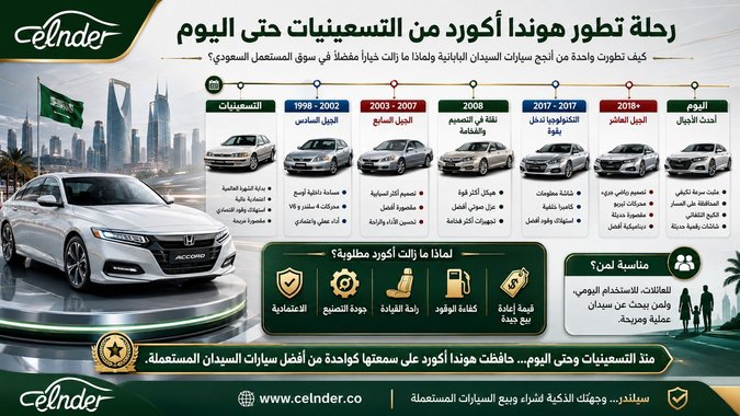 رحلة تطور هوندا أكورد من التسعينيات حتى اليوم