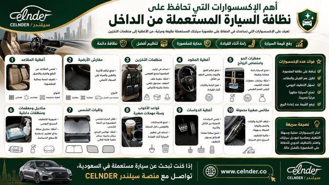 أهم الإكسسوارات التي تحافظ على نظافة السيارة المستعملة من الداخل