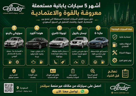 أشهر 5 سيارات يابانية مستعملة معروفة بالقوة والاعتمادية