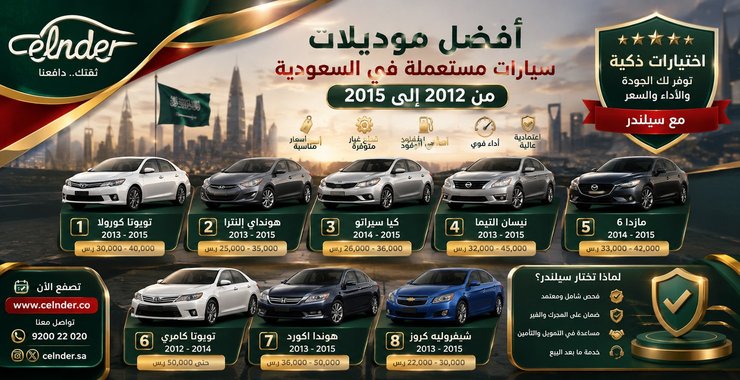 أفضل موديلات سيارات مستعملة في السعودية من 2012 الى 2015