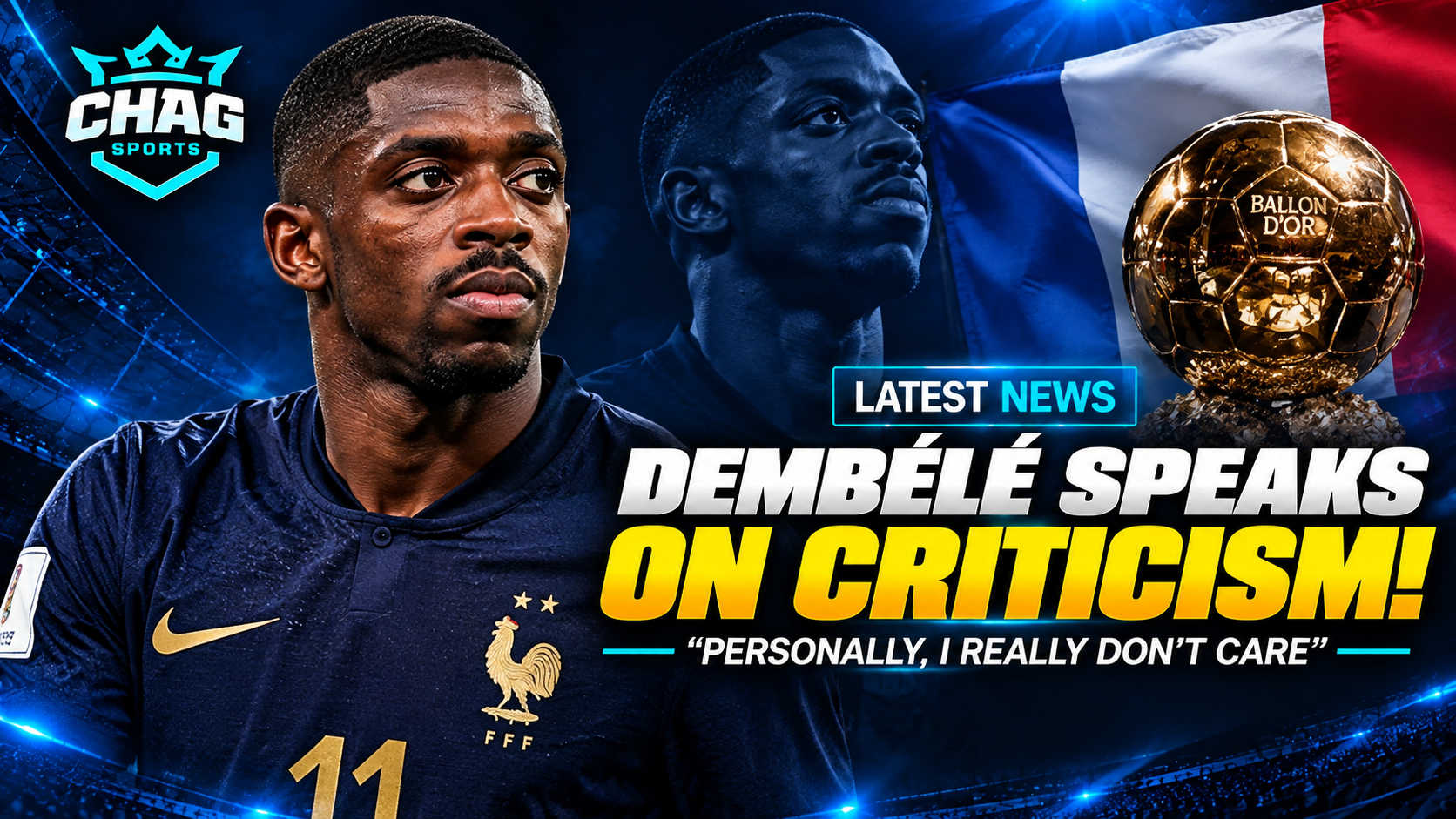Ousmane Dembélé wearing the France national team jersey during a match